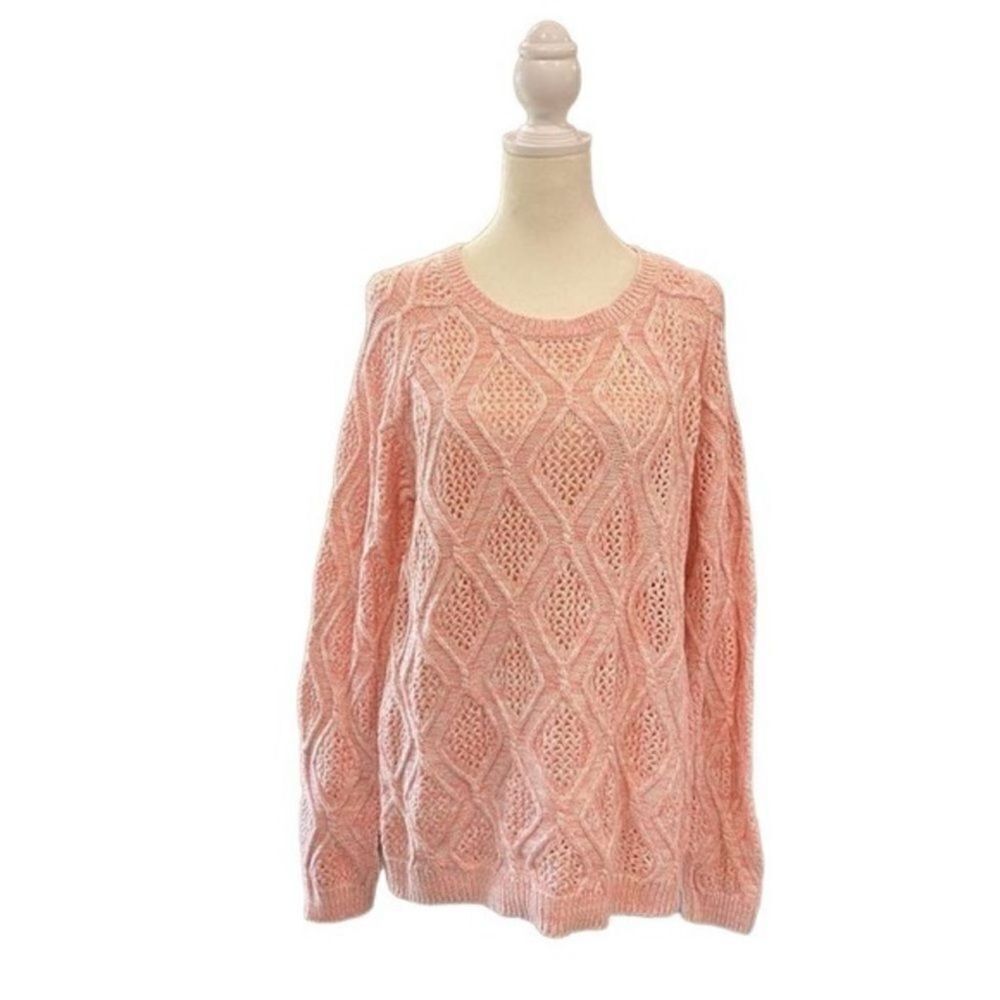 Sonoma Goods For Life Marled Cable Knit Diamond Pattern Sweater Pink Size Large